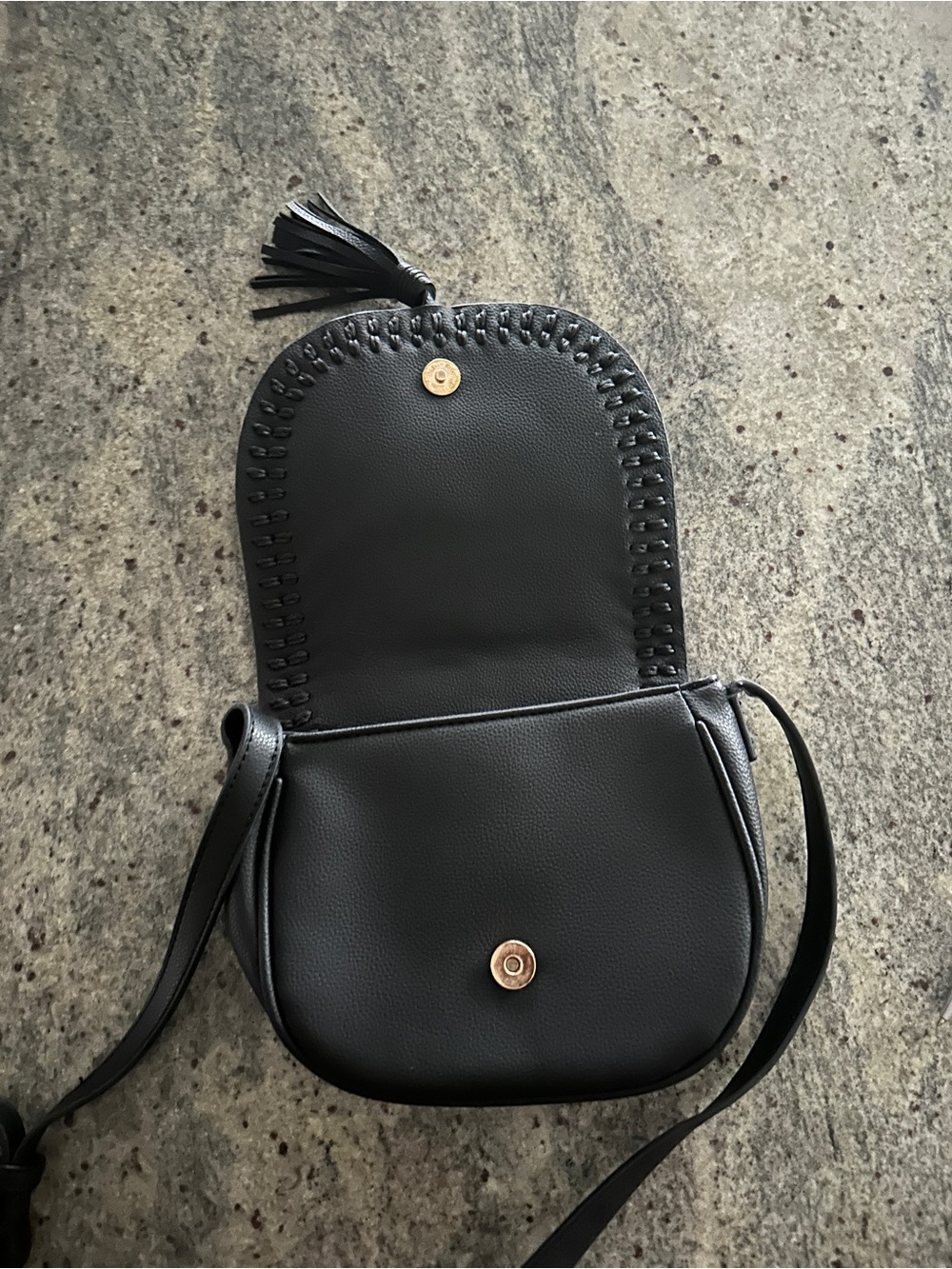 Boho Black PU Leather Crossbody Bag - Picture 7 of 8